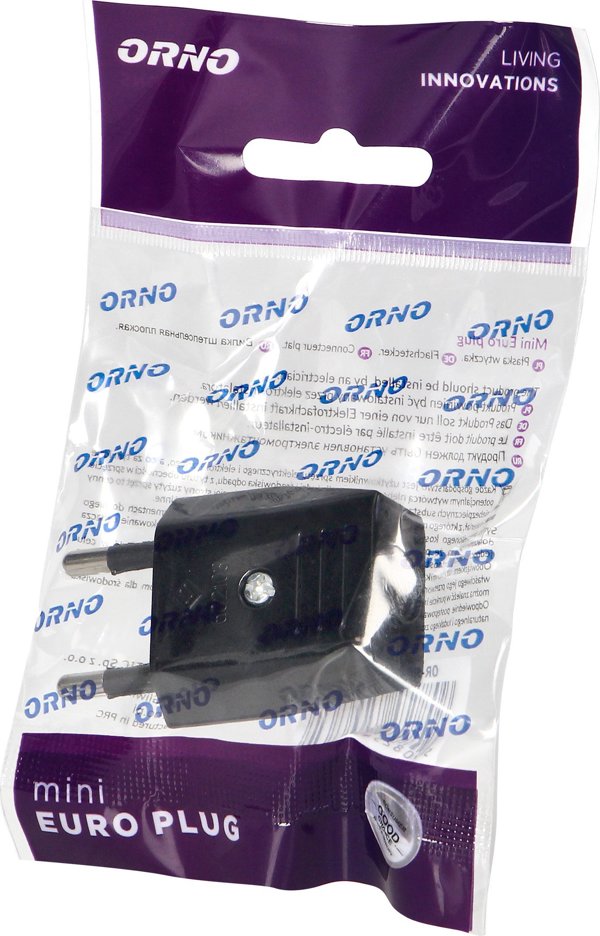 Orno Μαύρο επίπεδο βύσμα χωρίς γείωση, 2,5A, 250V