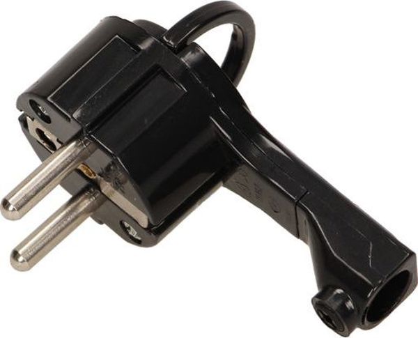 Orno Επίπεδο βύσμα 2P+Z Uni-Schuko με λαβή μαύρο OR-AE-1379/B
