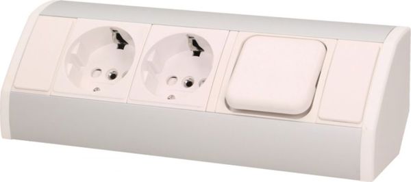 Orno Έπιπλο υποδοχής 2x2P+Z με διακόπτη, schuko, λευκό-ασημί
