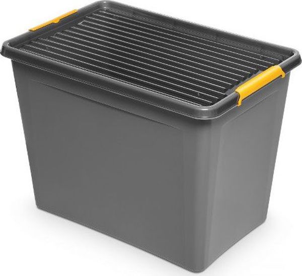 Orplast SolidStore Δοχείο Αποθήκευσης με Ρόδες και Καπάκι 80lt, Γκρι, Ανθεκτικό Πλαστικό