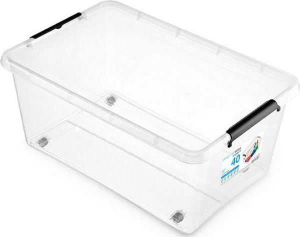 Orplast Δοχείο Αποθήκευσης SimpleStore με Ρόδες και Καπάκι 40L, 58x39x25cm, Διάφανο
