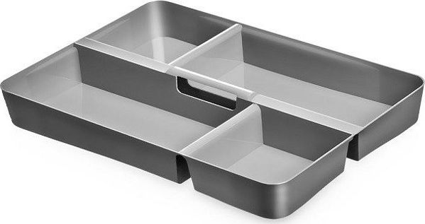 Orplast Δοχείο Αποθήκευσης με Καπάκι SimpleStore 12,5 L, Οργανωτής με 4 Διαχωριστικά και Λαβή, 29 x 39 x 16,5 cm