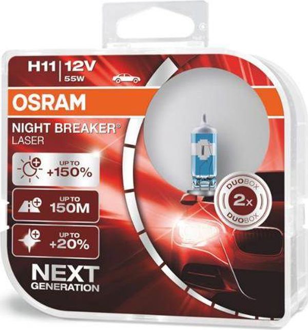 Λάμπες αλογόνου OSRAM H11 12V 55W PGJ19-2 NIGHT BREAKER SILVER+100% /2τμχ./