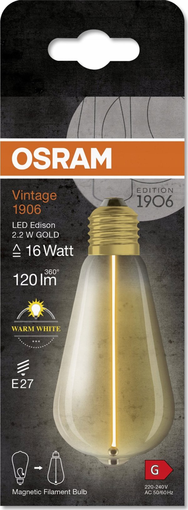 Osram 1906ED12 2.2W/827 230V FIL GDMAG E27
