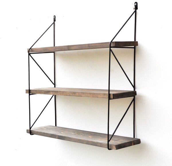 Επιτοίχιο ράφι Kalune Design Wall Shelf 792, 55 cm, σκούρο καφέ/μαύρο