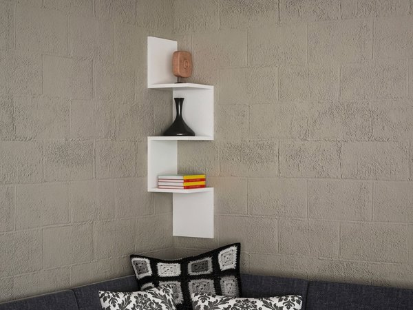 Γωνιακό ράφι τοίχου Kalune Design Corner, λευκό