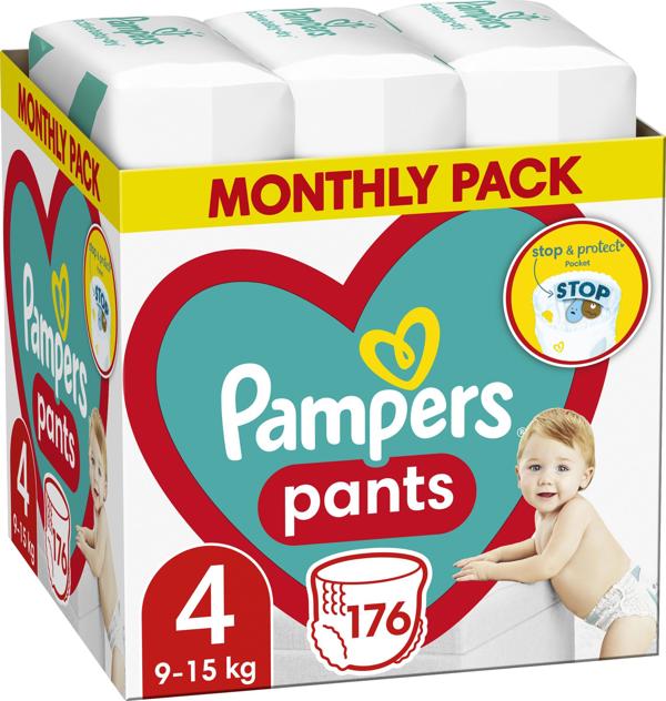 Pampers Παντελόνια Πάνες 4, 9-15 κιλά, 176 τεμ.