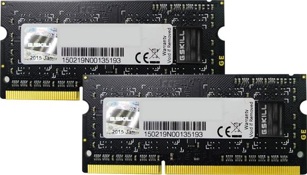 Μνήμη για φορητό υπολογιστή G.Skill SODIMM, DDR3, 4 GB, 1600 MHz, CL9 (F3-12800CL9D-4GBSQ)