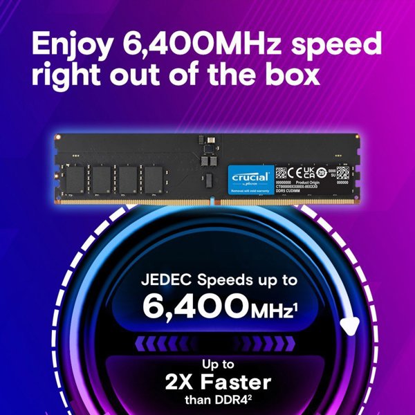 Μνήμη DDR5 64GB/6400 (2*32GB) CL52 CUDIMM Crucial