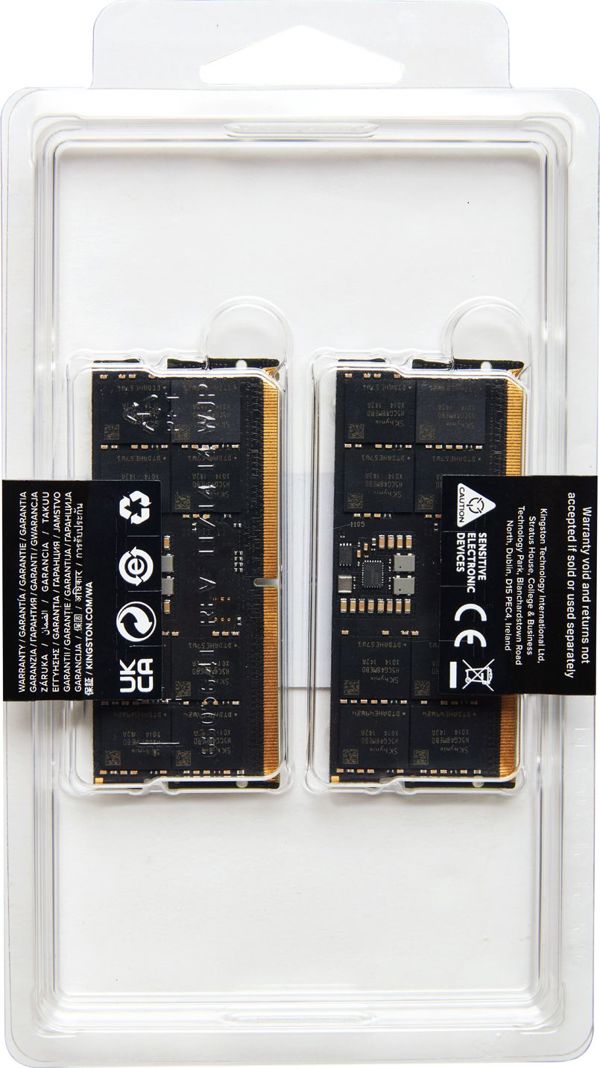 Μνήμη για φορητό υπολογιστή Kingston Fury Impact, SODIMM, DDR5, 16 GB, 4800 MHz, CL38 (KF548S38IBK2-16)