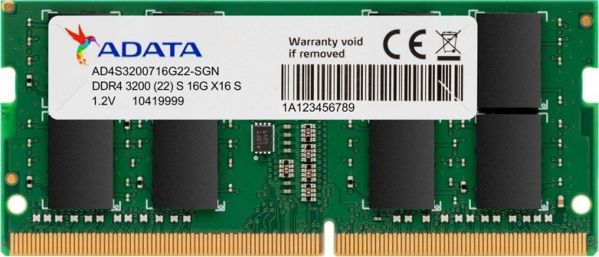 Μνήμη για φορητό υπολογιστή ADATA Premier, SODIMM, DDR4, 16 GB, 3200 MHz, CL22 (AD4S320016G22-SGN)