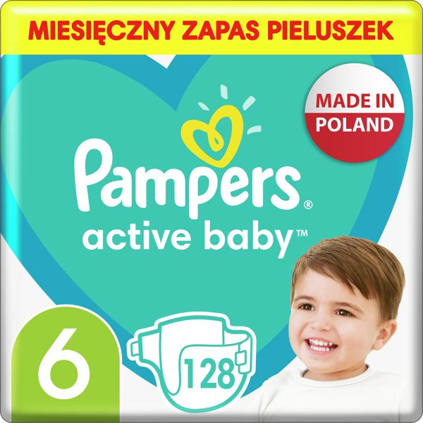 Pampers Active Baby Πάνες Νο 6, 13-18 kg, 128 Τεμάχια