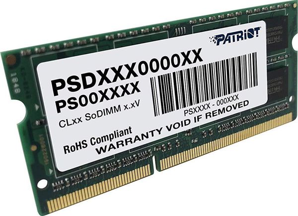 Μνήμη για φορητό υπολογιστή Patriot Signature, SODIMM, DDR3, 4 GB, 1600 MHz, CL11 (PSD34G16002S)