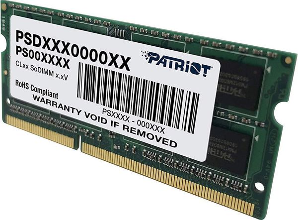 Μνήμη για φορητό υπολογιστή Patriot Signature, SODIMM, DDR3, 4 GB, 1600 MHz, CL11 (PSD34G16002S)