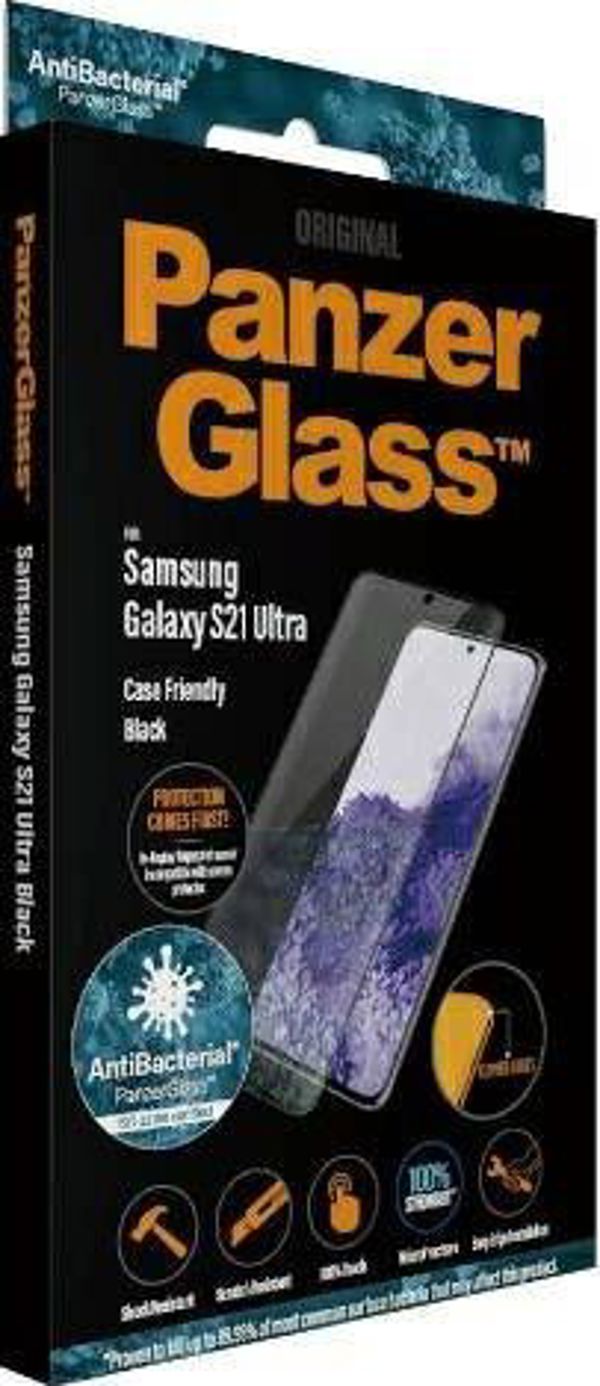 PanzerGlass PanzerGlass Curved Microfracture Sam S21 Ultra G998 Case Friendly AntiBacterial czarny/black