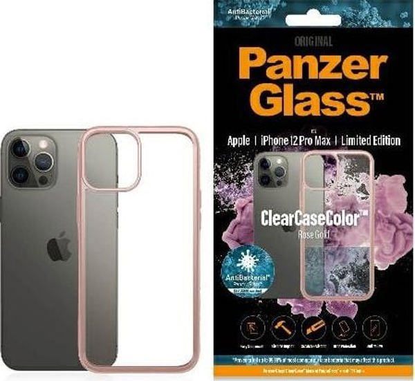 PanzerGlass Θήκη ClearCase για iPhone 12 Pro Max Rose Gold Αντιβακτηριακή