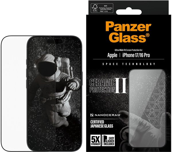 PanzerGlass Ceramic II Προστατευτικό Οθόνης για iPhone 17 / 16 Pro - Ultra-Wide Fit