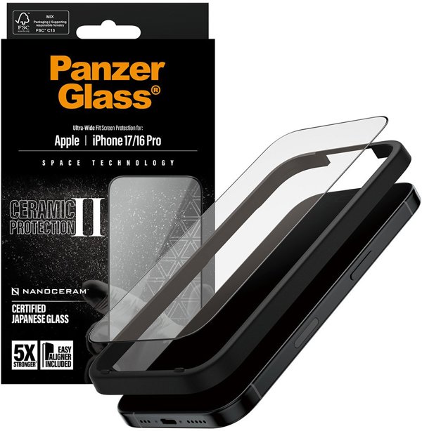 PanzerGlass Ceramic II Προστατευτικό Οθόνης για iPhone 17 / 16 Pro - Ultra-Wide Fit