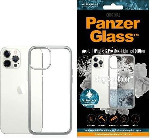 PanzerGlass Θήκη ClearCase για iPhone 12 Pro Max Satin Silver Αντιβακτηριδιακό