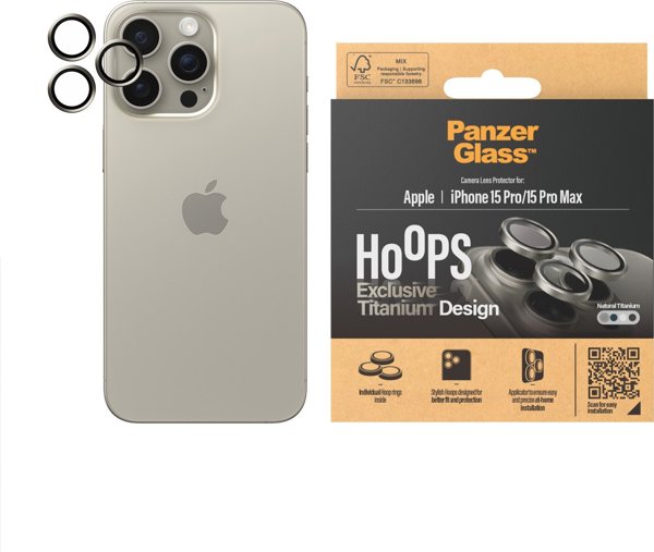 PanzerGlass PanzerGlass Hoops iPhone 15 Pro, Pro Max Natural Titanium