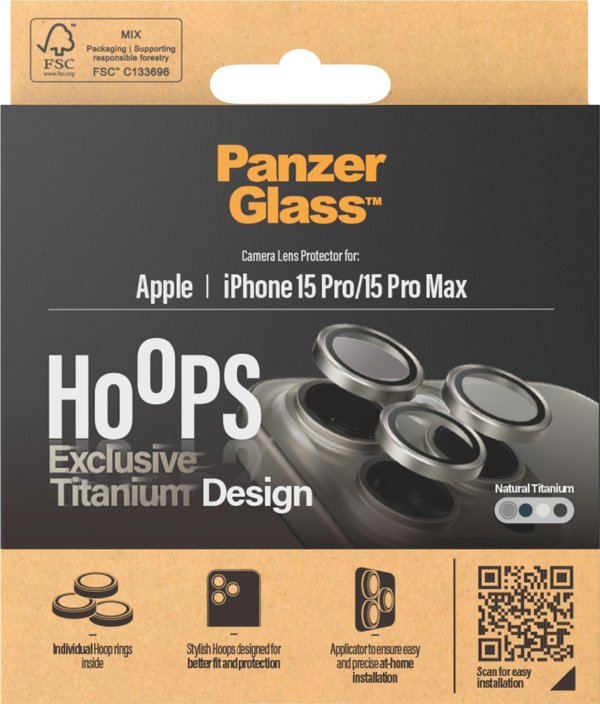 PanzerGlass PanzerGlass Hoops iPhone 15 Pro, Pro Max Natural Titanium