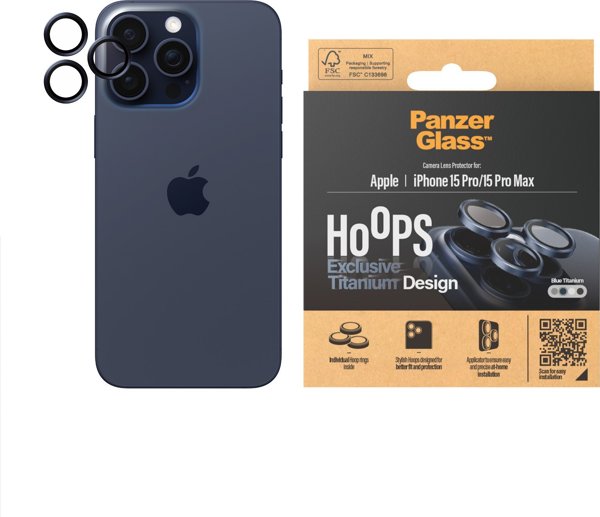 PanzerGlass PanzerGlass Hoops iPhone 15 Pro, Pro Max Blue Titanium