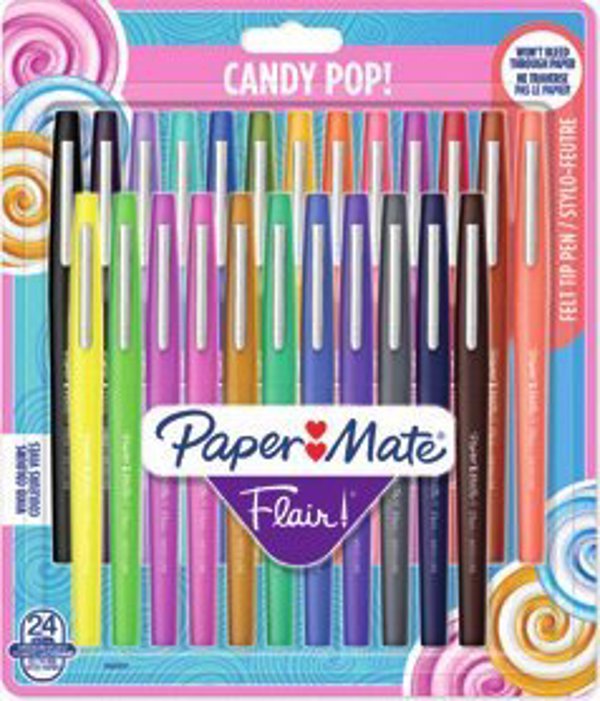 Paper Mate Μαρκαδόροι Flair Candy Pop M, Στυλό Gel Πολύχρωμα, 1.0 mm, 24 Τεμάχια
