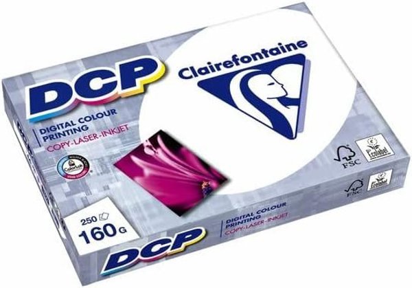Clairefontaine DCP Χαρτί Εκτύπωσης A4, 160g, 250 Φύλλα - Λευκό Premium Χαρτί για Έγχρωμες Εκτυπώσεις