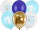 PartyDeco Μπαλόνια Γενεθλίων 1ο Έτος, Σετ 6 Τεμαχίων, Μπλε & Χρυσό, 30cm