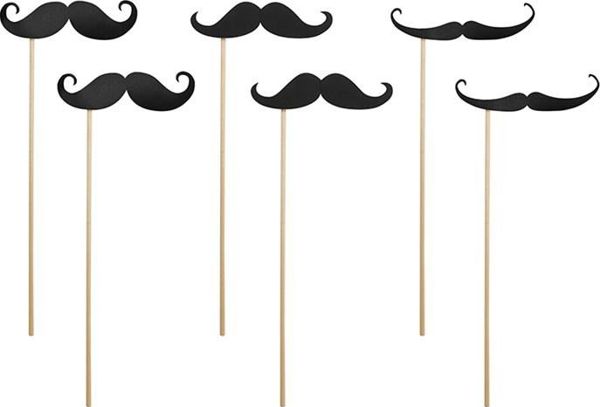 Party Deco Αξεσουάρ για φωτογραφικό θάλαμο, Μουστάκια, μίξη, 24 εκ., 6 τεμ. καθολικό