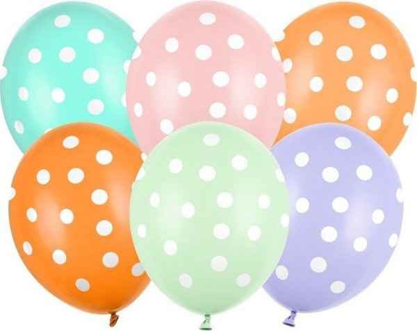 PartyDeco Μπαλόνια Λατέξ με Πουά 30εκ, Πολύχρωμα, 6τμχ
