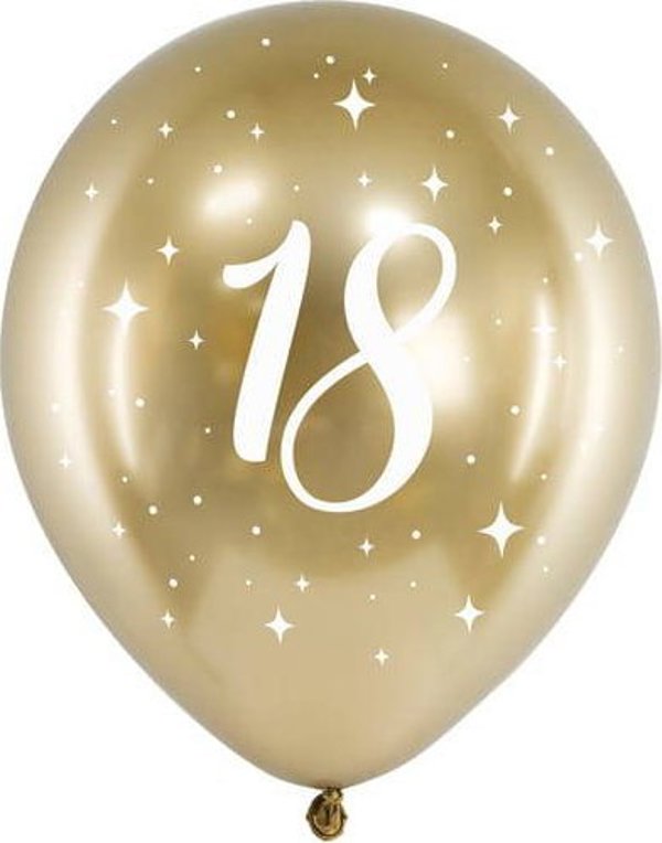 Party Deco Μπαλόνια Γυαλιστερά 30cm, 18, χρυσό ένα μέγεθος