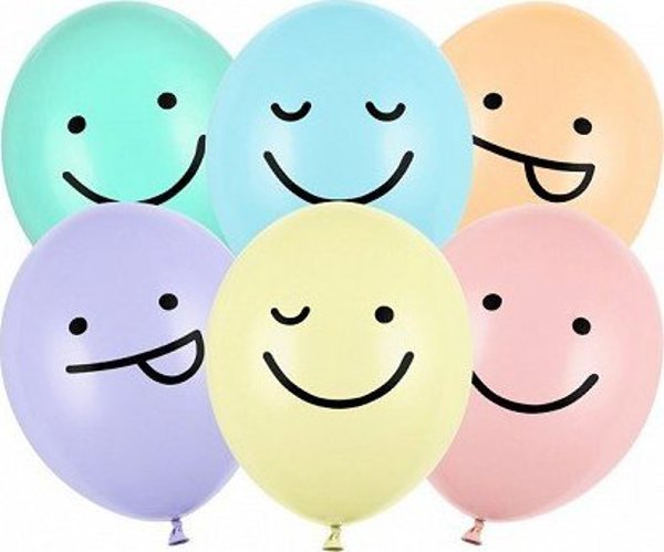 PartyDeco Μπαλόνια Λάτεξ Smiley Παστέλ, 50τμχ - Πολύχρωμα Διακοσμητικά Μπαλόνια για Πάρτι