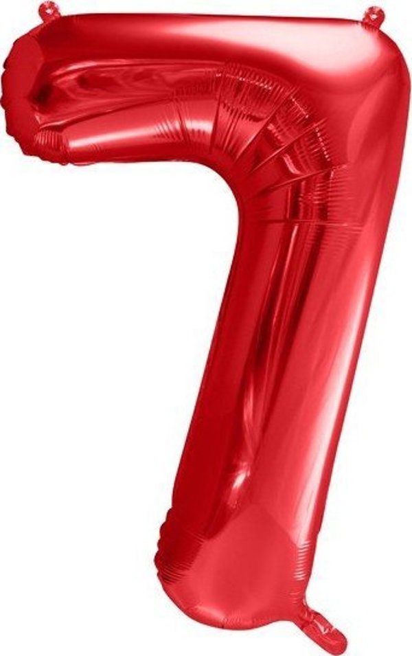 PartyDeco Μπαλόνι Αλουμινίου Αριθμός 7, Μεγάλο 86cm, Κόκκινο, για Ήλιο ή Αέρα