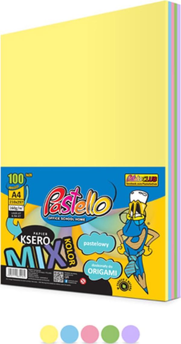Χαρτί φωτοαντιγραφικό Pastello A4 160g, μείγμα χρωμάτων, 100 φύλλα 8130432 5902385953573