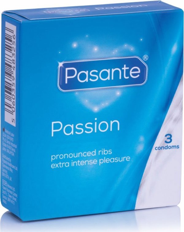 Pasante Προφυλακτικά με Ρίγες PASANTE Ribbed Passion 3 τεμ