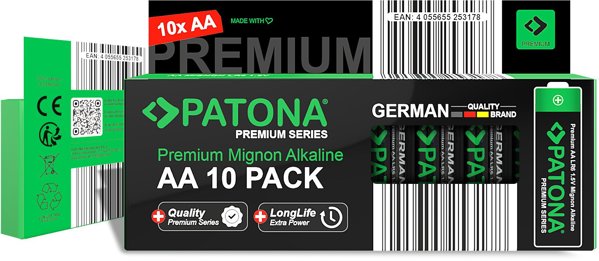 PATONA Premium AA Mignon LR06 – 10x αλκαλικές μπαταρίες 1.5V