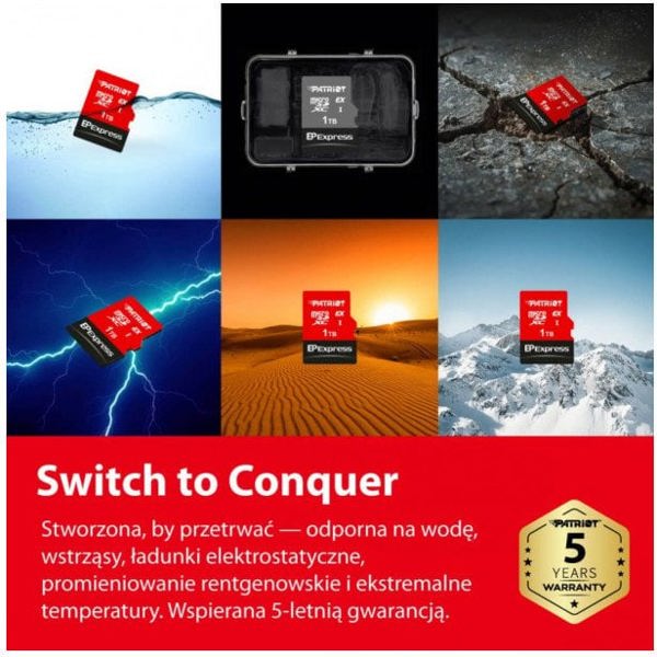 Patriot Express Κάρτα Μνήμης MicroSDXC 1TB, 800/600MB/s, Συμβατή με Nintendo Switch 2