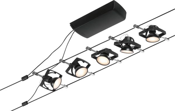Paulmann Wire σετ MacII max5x10W GU5,3 Μαύρο ματ/Χρώμιο 12V DC 60VA Μέταλλο/Πλαστικό