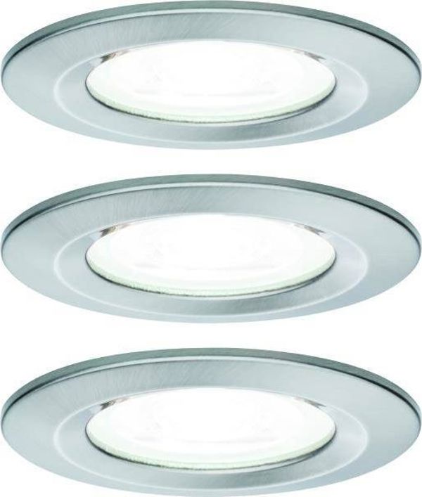 Paulmann Σετ Ενσωματωμένο Φωτιστικό Nova σταθερό LED IP44 3x6,5W 4000K 230V GU10 51mm Βουρτσισμένο Σίδερο/ Αλουμίνιο