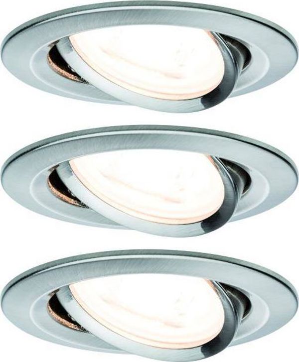 Paulmann Σετ Ενσωματωμένο Φωτιστικό Nova κινητό LED 3x6,5W 2700K 230V GU10 51mm Βουρτσισμένο Σίδερο/Αλουμίνιο