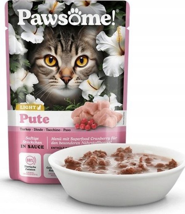 Pawsome Pawsome Adult Light Pute - γαλοπούλα φακελάκι 85g