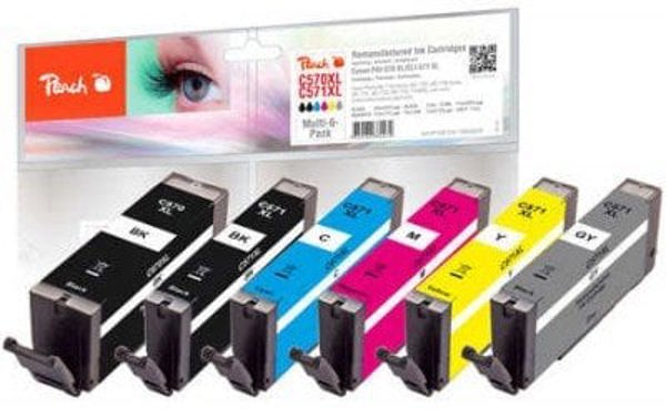 Peach Multi-Pack 6 Μελάνια για Canon PGI-570XL / CLI-571XL Remanufactured (Συμβατά)