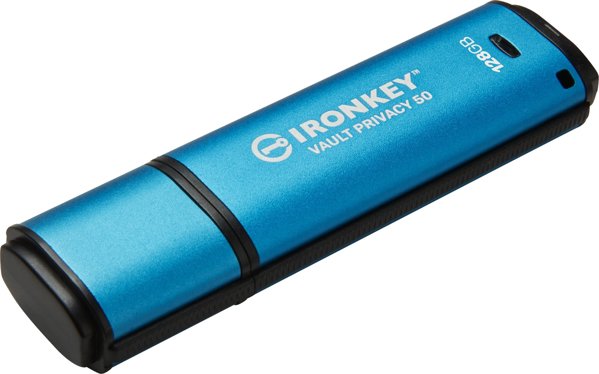 Kingston IronKey Vault Privacy 50 USB Flash Drive, 128GB, Hardware Encrypted, FIPS 197 Certified, XTS-AES 256-bit
