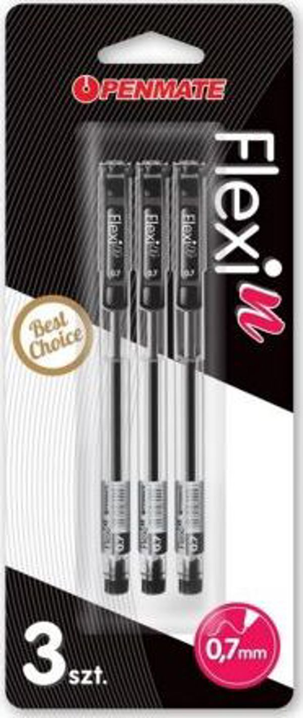 Στυλό Penmate Flexi N Μαύρο 0.7mm 3τμχ. - Αδιάβροχο Μελάνι Διαρκείας