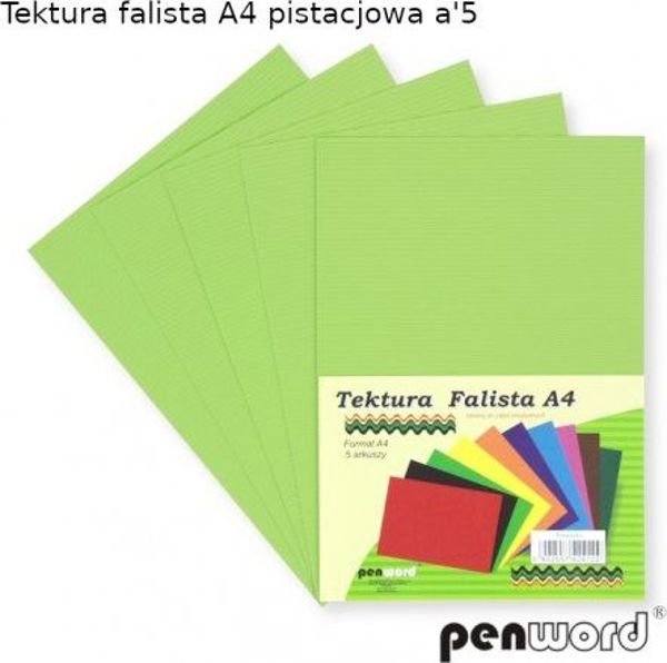 Κυματοειδές Χαρτόνι Penword A4, 5 Φύλλα, Χρώμα Φιστικί