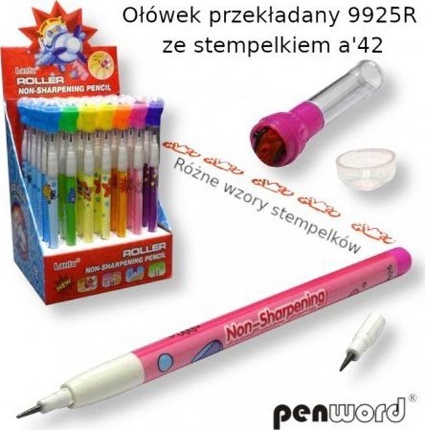 Penword Μολύβι 9925R με Σφραγίδα Ρολό, Σκληρότητα HB, Ανταλλακτικό Ένθετο, Πολύχρωμο