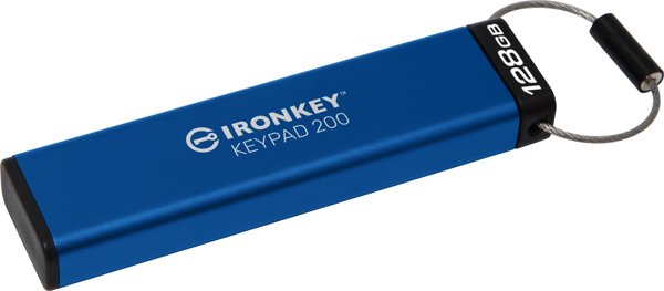 Kingston IronKey Keypad 200 USB Flash Drive, 128GB, Κρυπτογράφηση Hardware XTS-AES 256-bit, Πιστοποίηση FIPS 140-3 Επίπεδο 3, Μαύρο