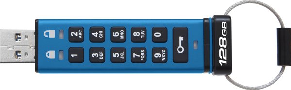 Kingston IronKey Keypad 200 USB Flash Drive, 128GB, Κρυπτογράφηση Hardware XTS-AES 256-bit, Πιστοποίηση FIPS 140-3 Επίπεδο 3, Μαύρο