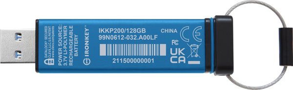 Kingston IronKey Keypad 200 USB Flash Drive, 128GB, Κρυπτογράφηση Hardware XTS-AES 256-bit, Πιστοποίηση FIPS 140-3 Επίπεδο 3, Μαύρο